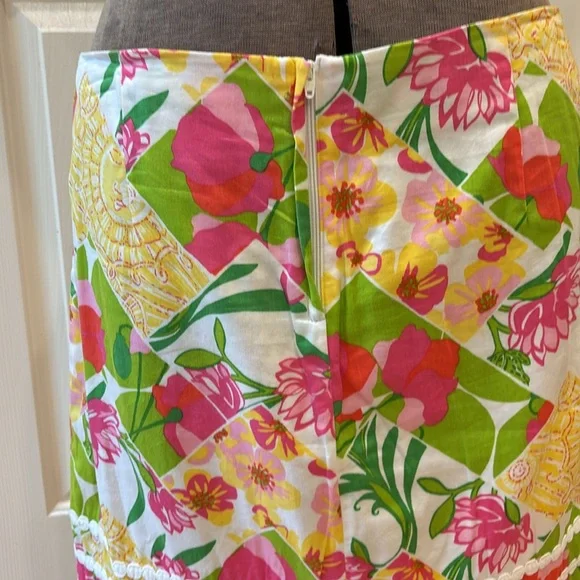 Lilly Pulitzer Fully Limned Yellow Pink Embellished Mini Pencil Skirt - Picture 5 of 10